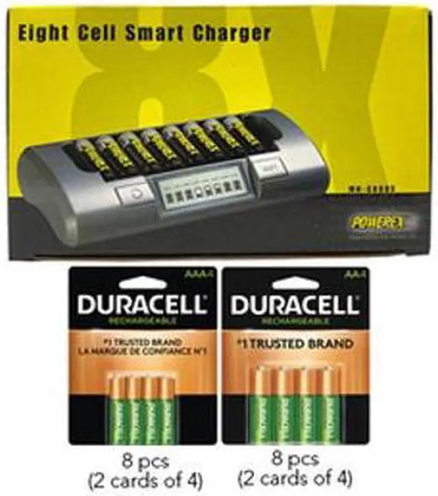 Main image of Powerex MH-C800S Eight Slot Smart Charger & 8 AAA (900 mAh) + 8 AA (2500 mAh) Duracell Rechargeable Batteries