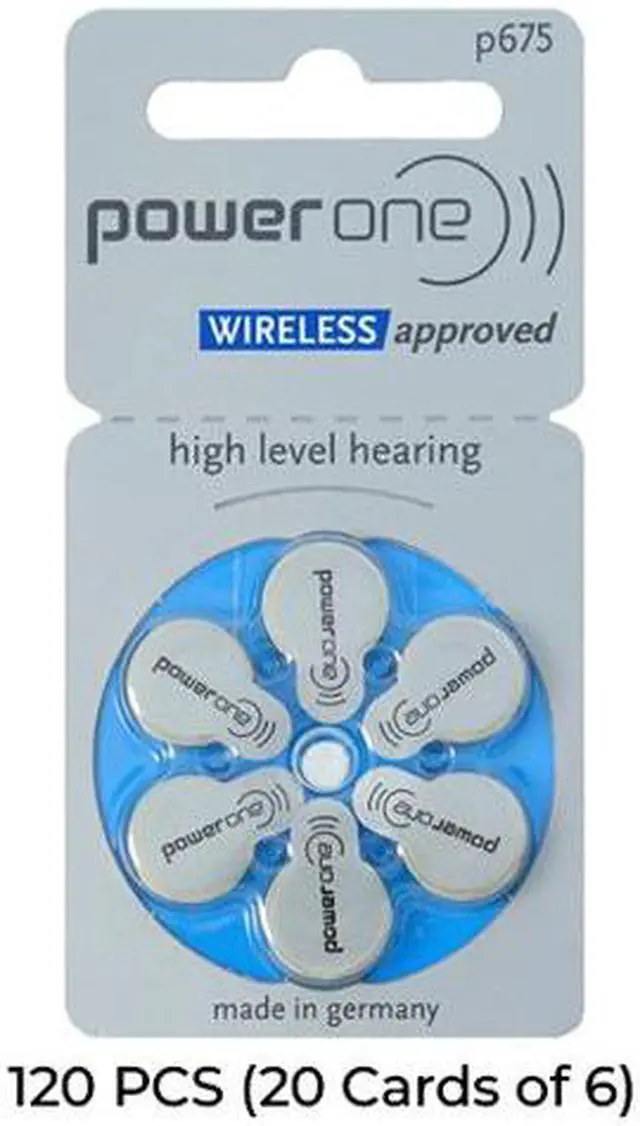 Main image of 120-Pack Size p675 PowerOne Hearing Aid Batteries (20 Cards of 6)