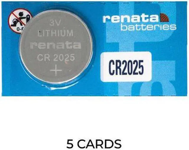 Main image of 5-Pack CR2025 Renata 3 Volt Lithium Coin Cell Batteries
