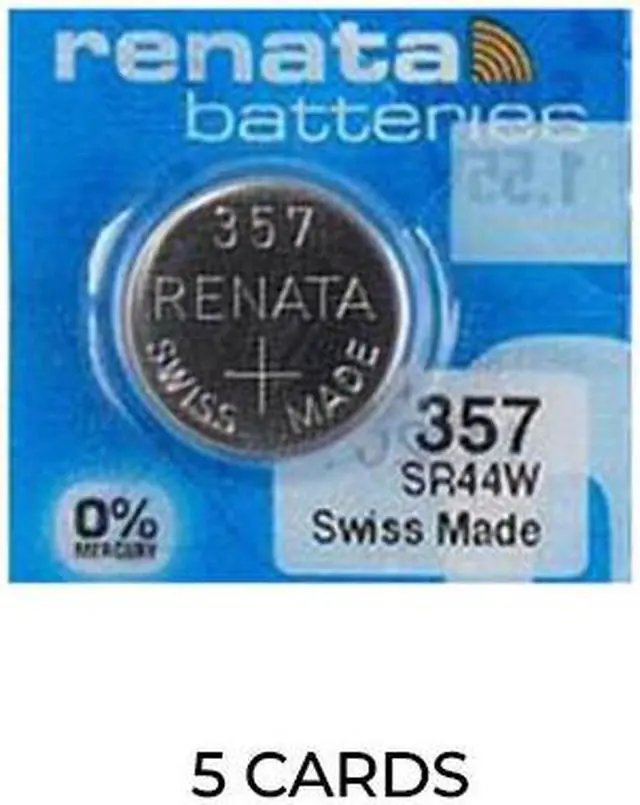 Main image of 5-Pack 357 / SR44W Renata Silver Oxide Button Batteries