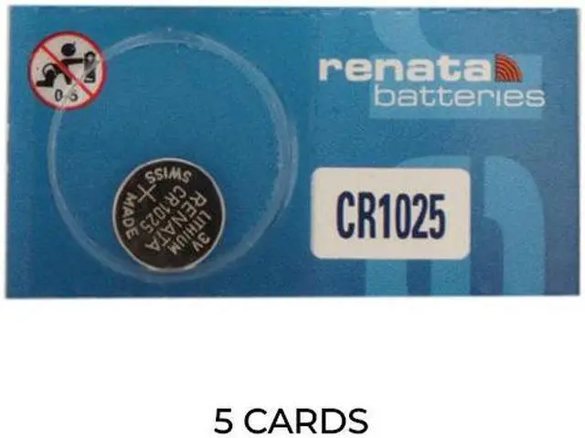 Main image of 5-Pack CR1025 Renata 3 Volt Lithium Coin Cell Batteries