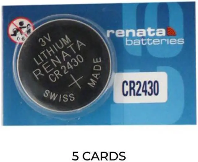 Main image of 5-Pack CR2430 Renata 3 Volt Lithium Coin Cell Batteries