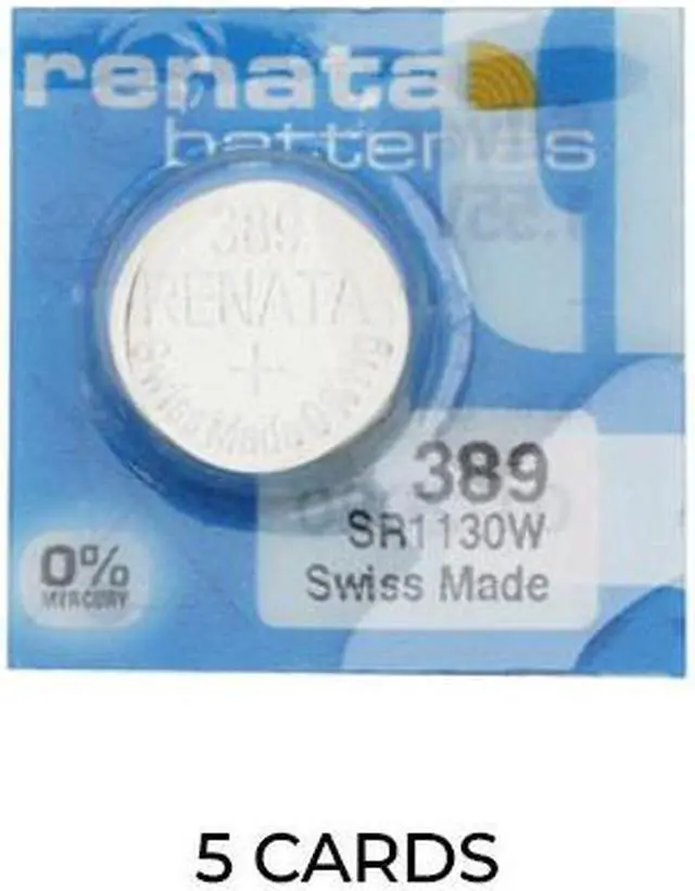 Main image of 5-Pack 389 / SR54 / Renata Silver Oxide Button Batteries