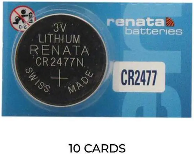 Main image of 10-Pack CR2477N Renata 3 Volt Lithium Coin Cell Batteries