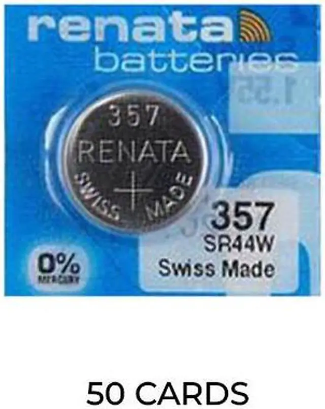 Main image of 50-Pack 357 / SR44W Renata Silver Oxide Button Batteries