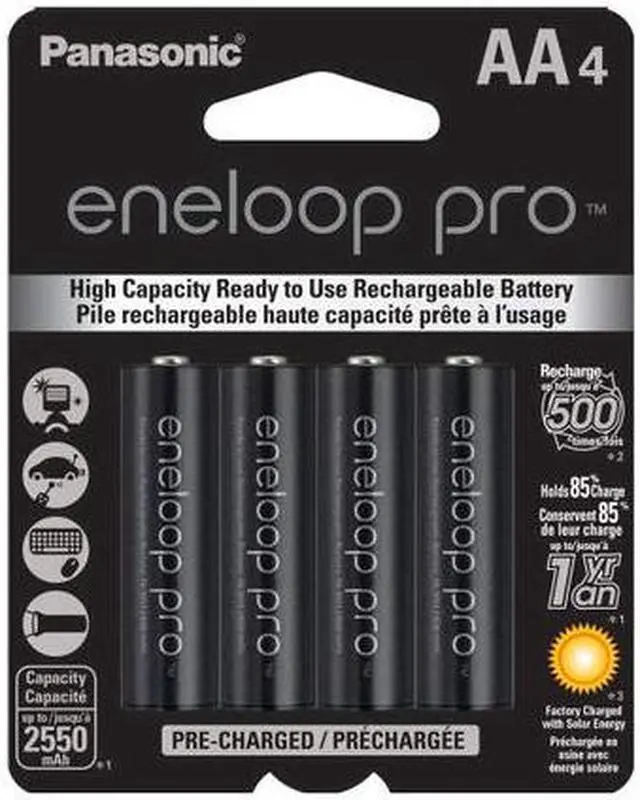 Main image of Panasonic AA NiMH Eneloop Pro Rechargeable Batteries (4 Card) - High Capacity, Fast Charging, Eco-Friendly, Low Self-Discharge, Versatile Use