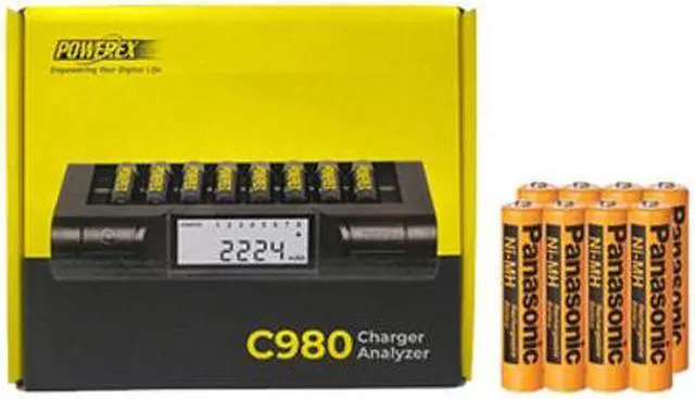 Main image of Powerex C980 Smart Charger & 8 AAA Panasonic 700 mAh NiMH Rechargeable Batteries (Low Discharge)