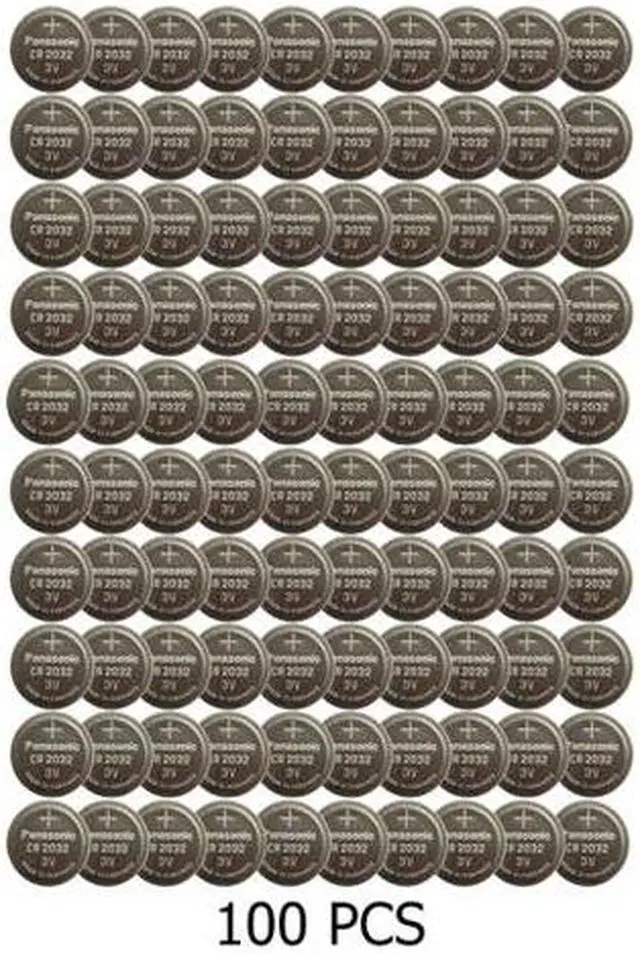 Main image of 100-Pack CR2032 Panasonic 3 Volt Lithium Coin Cell Batteries