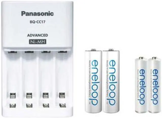 Main image of Panasonic BQ-CC17 Smart Battery Charger + 2 AA (2000mAh) + 2 AAA (800mAh) Panasonic Eneloop Rechargeable Batteries
