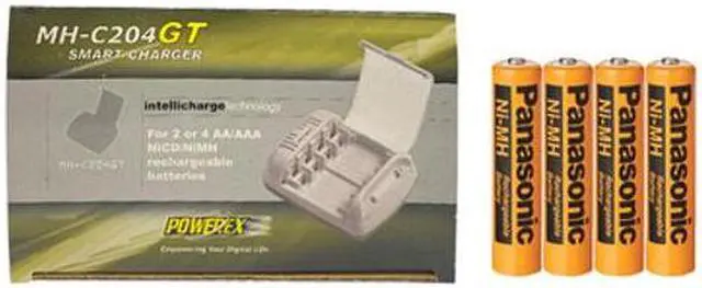 Main image of Powerex MH-C204GT AA / AAA Smart Battery Charger & 4 AAA Panasonic 700 mAh NiMH Rechargeable Batteries (Low Discharge)