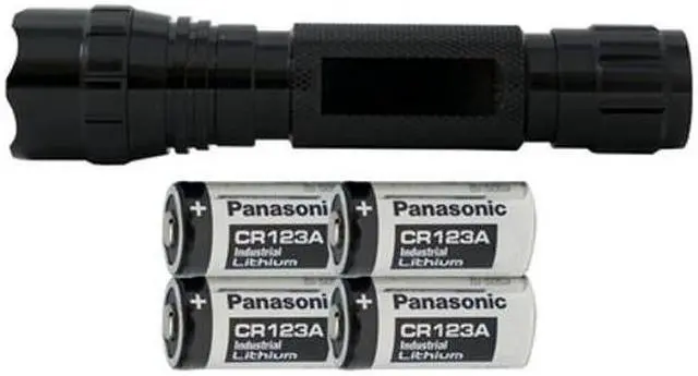 Main image of Tactical Cree XM-L2 LED - 900 Lumens Flashlight (S03) + 4 x Panasonic CR123 Batteries