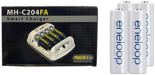 Main image of Powerex MH-C204FA AA / AAA Smart Battery Charger & 4 x AA NiMH Panasonic (Sanyo) Eneloop Rechargeable Batteries (2000 mAh)