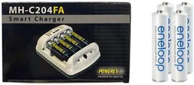 Main image of Powerex MH-C204FA AA / AAA Smart Battery Charger & 4 x AAA NiMH Panasonic (Sanyo) Eneloop Rechargeable Batteries (800 mAh)