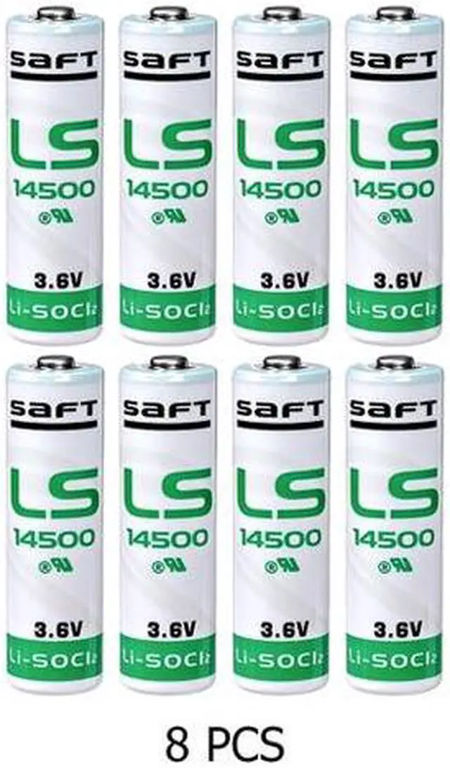 Main image of 8-Pack SAFT LS14500 AA 3.6 Volt 2600 mAh Lithium Batteries