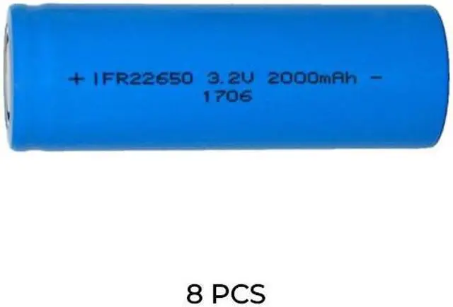 Main image of 8-Pack 3.2 Volt 22650 LiFePO4 Batteries (2000 mAh)