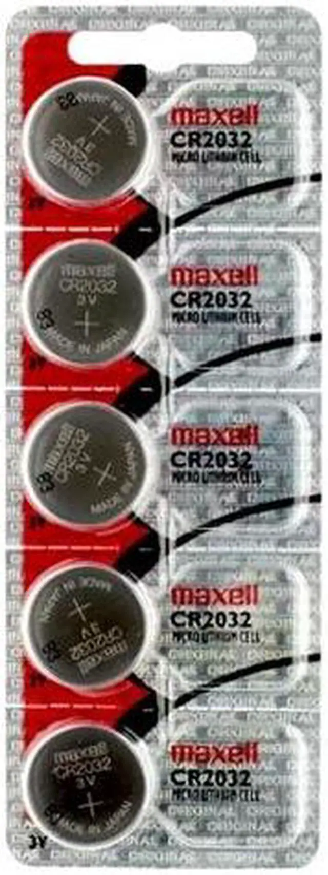 Main image of 5-Pack Maxell CR2032 3V Lithium Batteries (on Card)