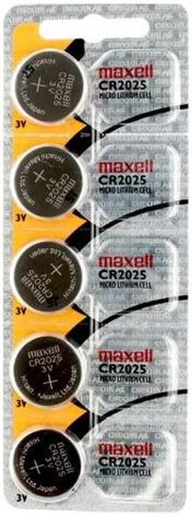 Main image of 5-Pack Maxell CR2025 3V Lithium Batteries (on Card)
