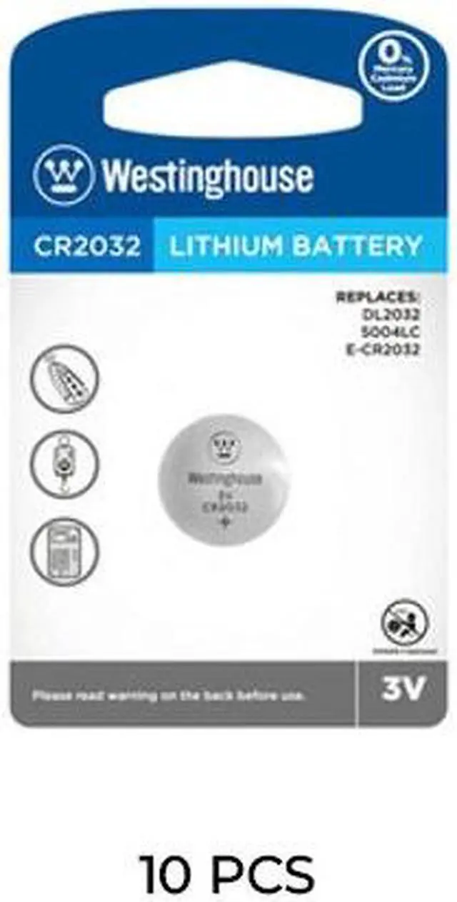 Main image of 10-Pack CR2032 Westinghouse 3 Volt Lithium Coin Cell Batteries