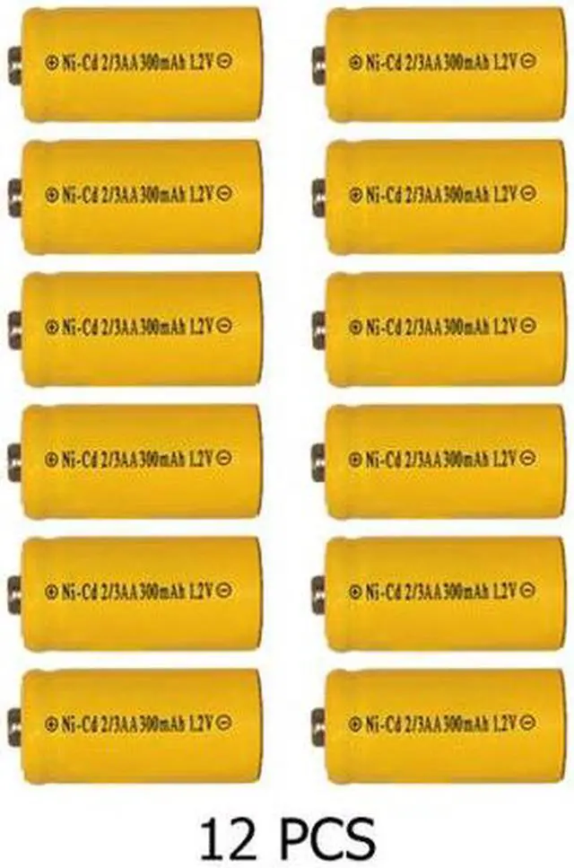 Main image of 12-Pack 2/3 AA NiCd 300 mAh Button Top Batteries