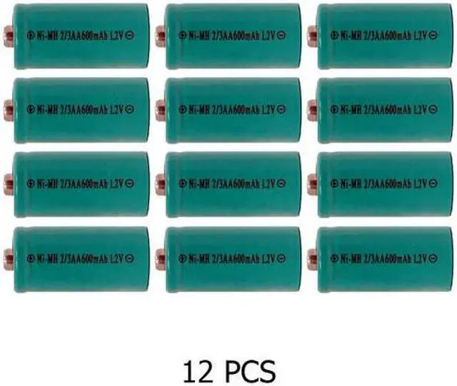 Main image of 12-Pack 2/3 AA NiMH 600 mAh Button Top Batteries