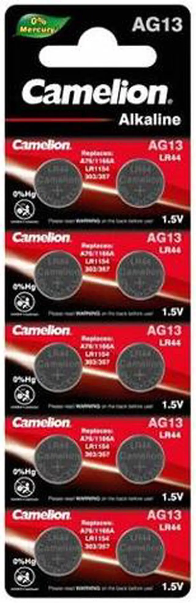 Main image of AG13 / 303 / 357 / LR44 Button Batteries (10 Card)