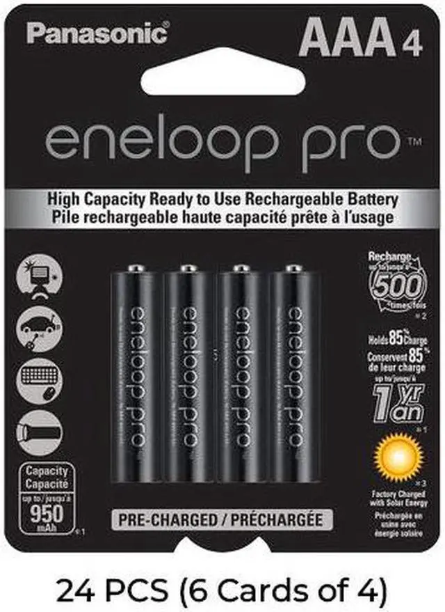 Main image of 24-Pack AAA NiMH Panasonic Eneloop Pro Rechargeable Batteries (6 Cards of 4)