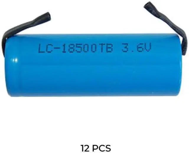 Main image of 12-Pack 4/3 A 3.7 Volt Lithium Ion 18500 Batteries with Tabs (1400 mAh)