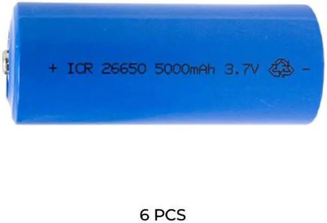 Main image of 6-Pack 3.7 Volt 26650 Li-Ion Button Top Batteries (5000 mAh)