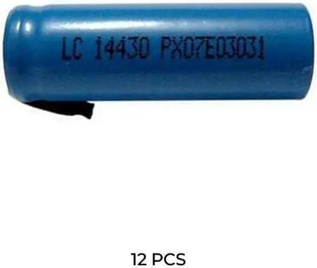 Main image of 12-Pack 4/5 AA 3.7 Volt Lithium Ion 14430 Batteries with Tabs (650 mAh)