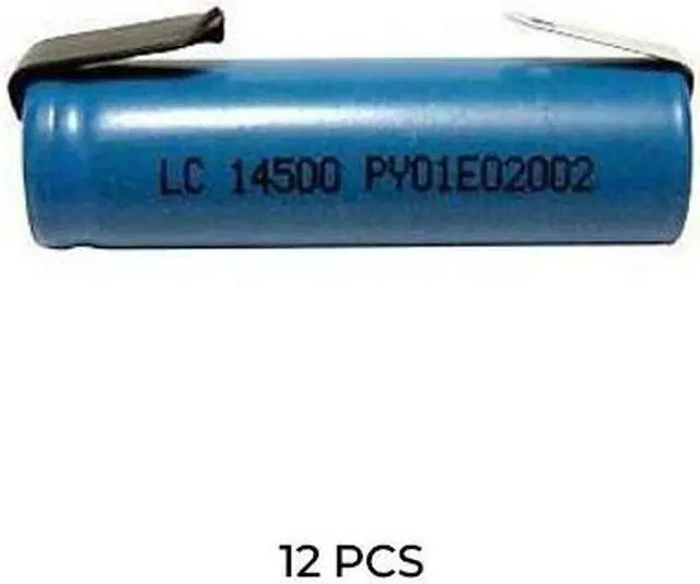Main image of 12-Pack AA 3.7 Volt Lithium Ion 14500 Batteries with Tabs (750 mAh)