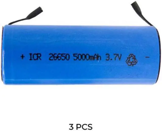 Main image of 3-Pack 3.7 Volt 26650 Li-Ion Batteries with Tabs (5000 mAh)