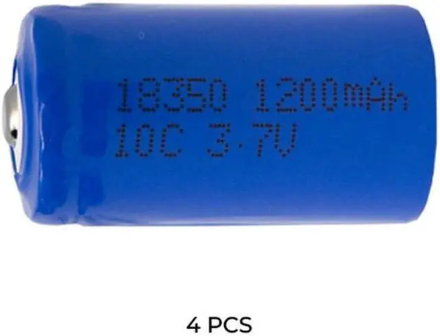 Main image of 4-Pack 3.7 Volt 18350 Li-Ion Button Top Batteries (1200 mAh)