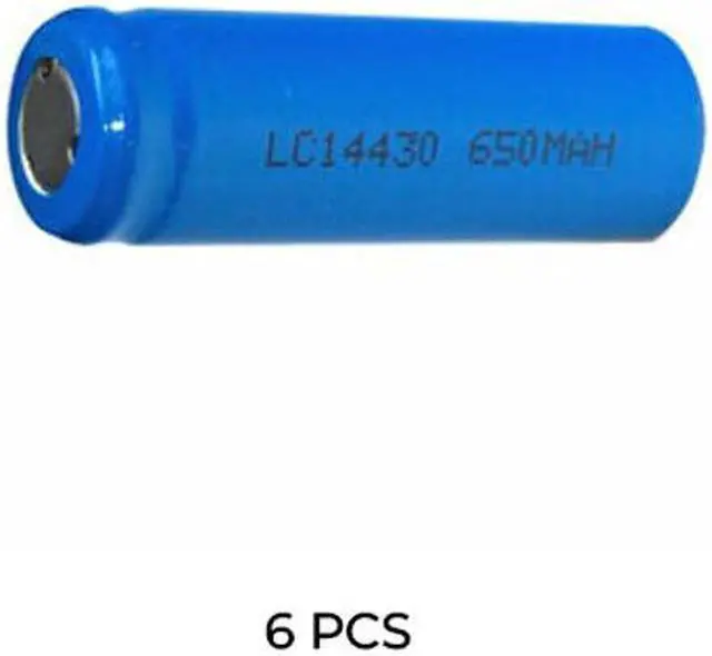 Main image of 6-Pack 4/5 AA 3.7 Volt Lithium Ion 14430 Flat Top Batteries (650 mAh)