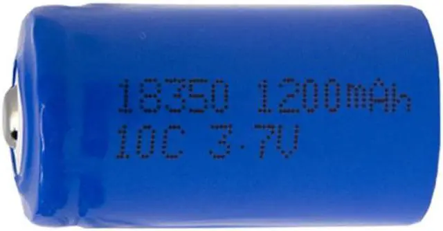 Main image of 3.7 Volt 18350 Li-Ion Button Top Battery (1200 mAh)