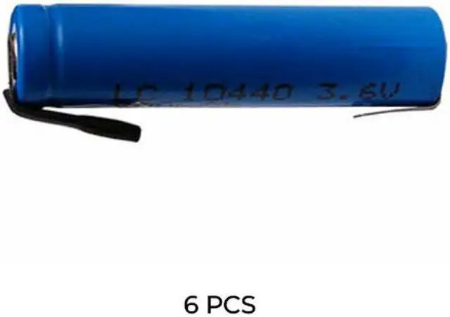 Main image of 6-Pack AAA 3.7 Volt Lithium Ion 10440 Batteries with Tabs (350 mAh)