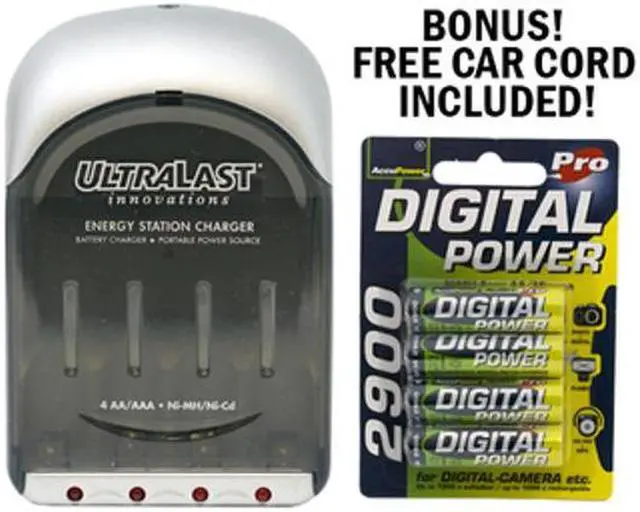 Main image of UltraLast AA / AAA Smart Charger + 4 AA AccuPower NiMH Batteries (2900 mAh)