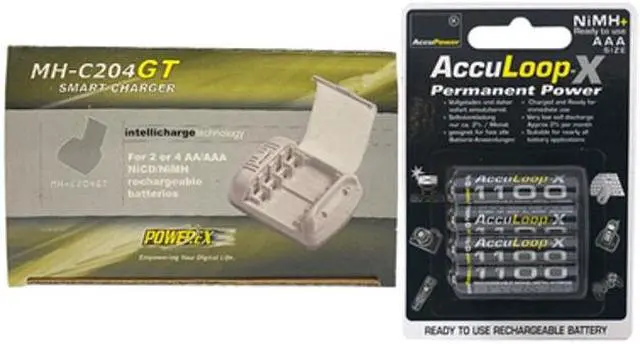 Main image of Powerex MH-C204GT AA / AAA Smart Battery Charger & 4 AAA AccuPower AccuLoop-X NiMH Batteries (1100 mAh)