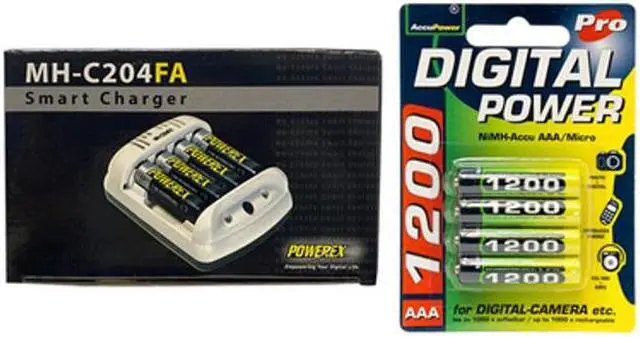 Main image of Powerex MH-C204FA AA / AAA Smart Battery Charger & 4 x AAA NiMH AccuPower Micro Batteries (1200 mAh)