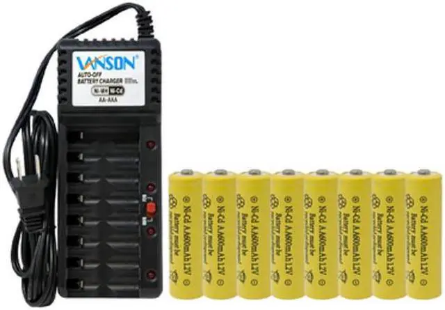 Main image of V-868 8 Bay AA & AAA Charger + 8 AA 600 mAh NiCd Batteries