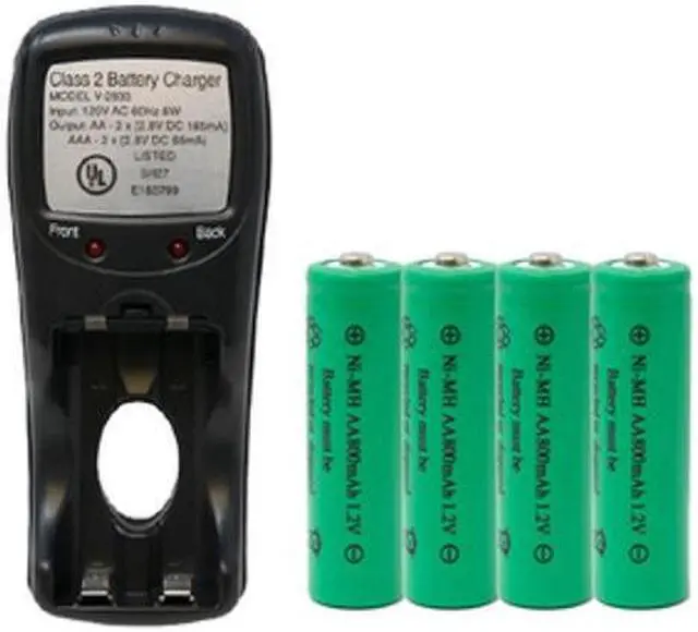 Main image of V-2833 AA & AAA Battery Charger + 4 AA (800 mAh) NiMH Batteries