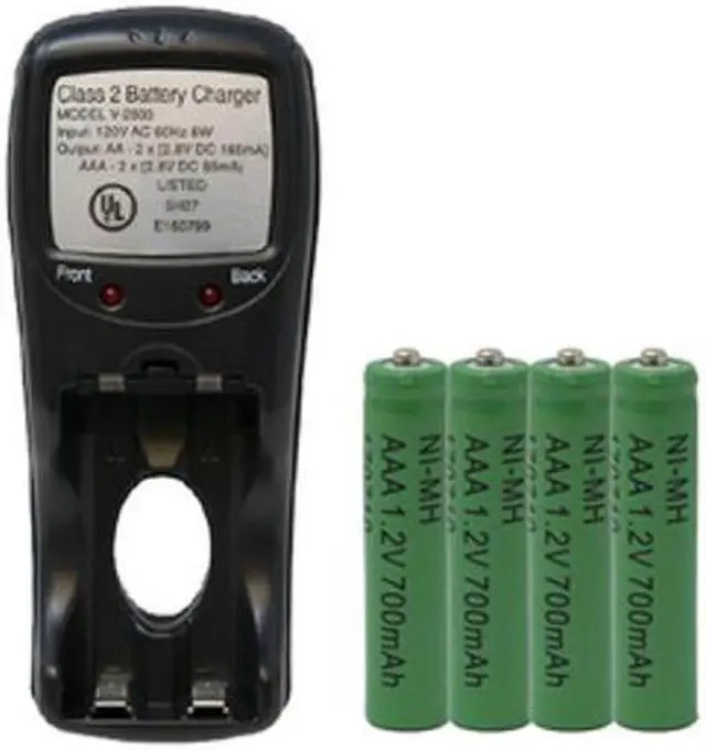 Main image of V-2833 AA & AAA Battery Charger + 4 AAA (700 mAh) NiMH Batteries