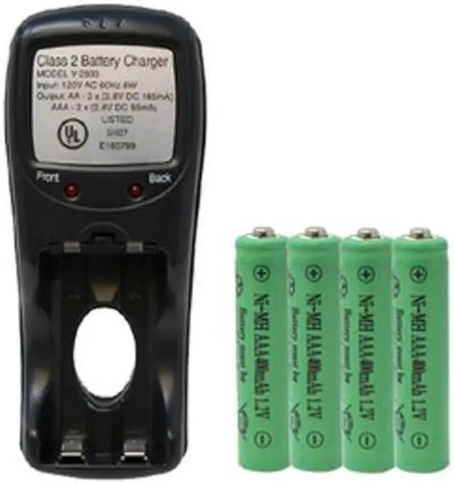 Main image of V-2833 AA & AAA Battery Charger + 4 AAA (400 mAh) NiMH Batteries
