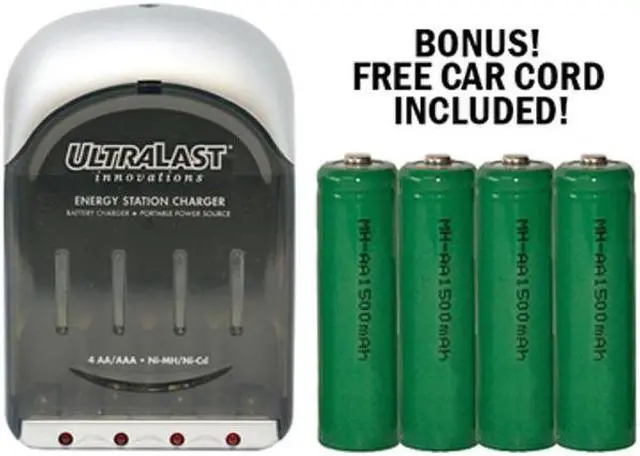 Main image of UltraLast AA / AAA Smart Battery Charger + 4 AA NiMH Batteries (1500 mAh)