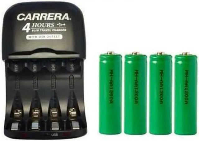 Main image of AA / AAA NiMH Smart Slim Travel Charger with USB Plug & 4 x AA NiMH 1200 mAh Batteries
