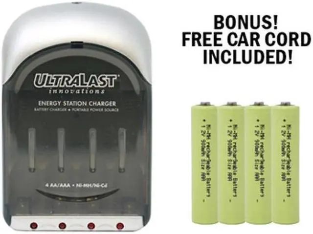 Main image of UltraLast AA / AAA Smart Battery Charger + 4 AAA NiMH Batteries (900 mAh)