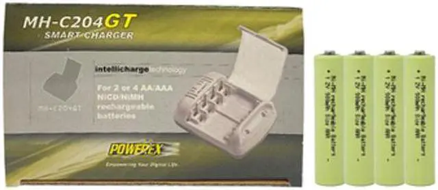 Main image of Powerex MH-C204GT AA / AAA Smart Battery Charger & 4 AAA NiMH Batteries (900 mAh)