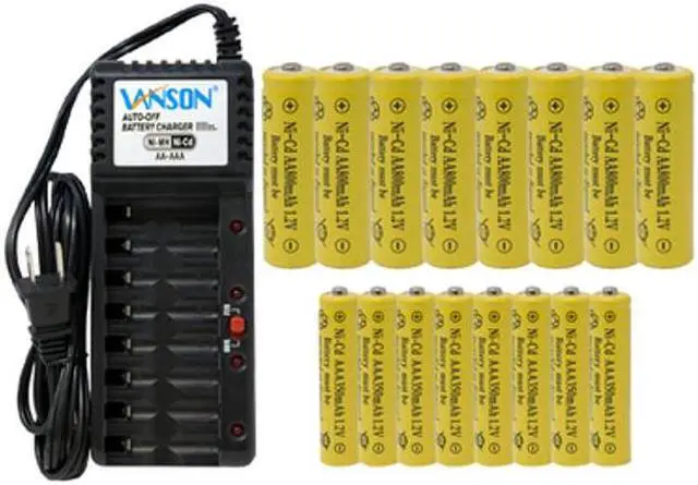 Main image of V-868 8 Bay AA & AAA Charger + 8 AA (800 mAh) + 8 AAA (350 mAh) NiCd Batteries
