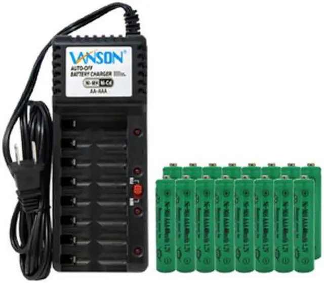 Main image of V-868 8 Bay AA & AAA Charger + 16 AAA (400 mAh) NiMH Batteries