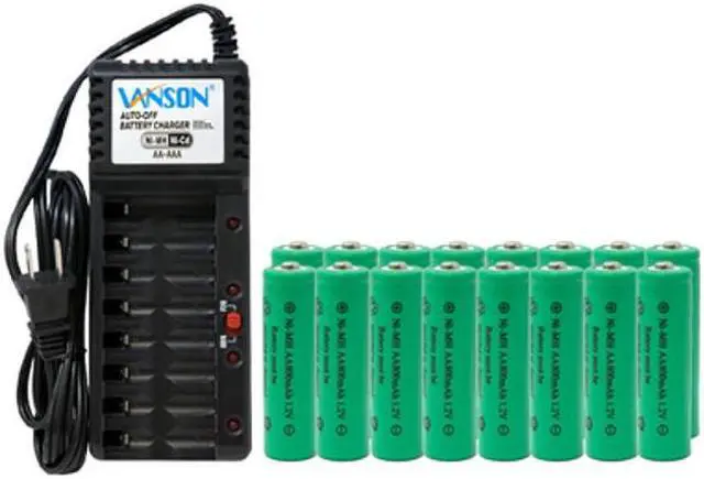 Main image of V-868 8 Bay AA & AAA Charger + 16 AA (800 mAh) NiMH Batteries