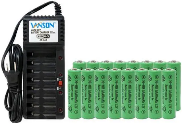 Main image of V-868 8 Bay AA & AAA Charger + 16 AA (400 mAh) NiMH Batteries